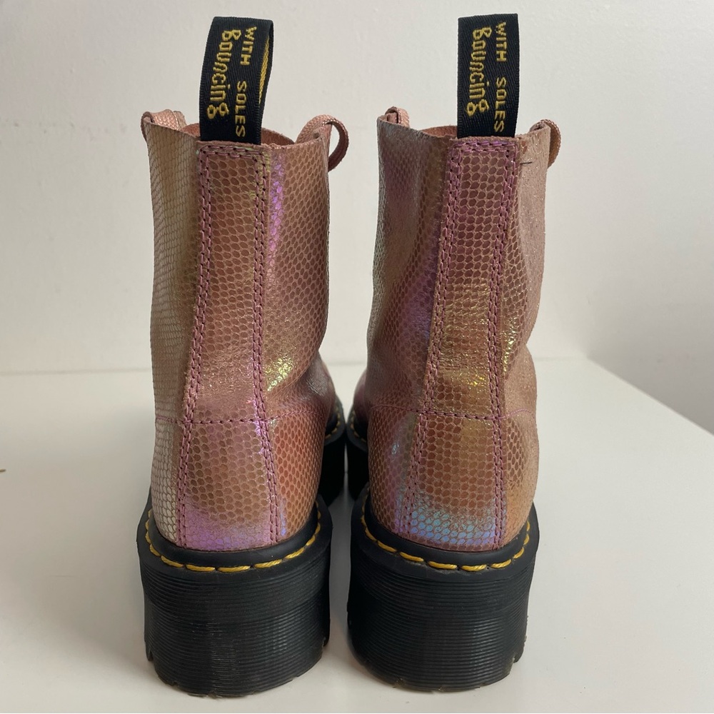 Dr Martens Molly Pink Iridescent Leather Platform Boots Women’s US 7 / EU 38 - Picture 6 of 16